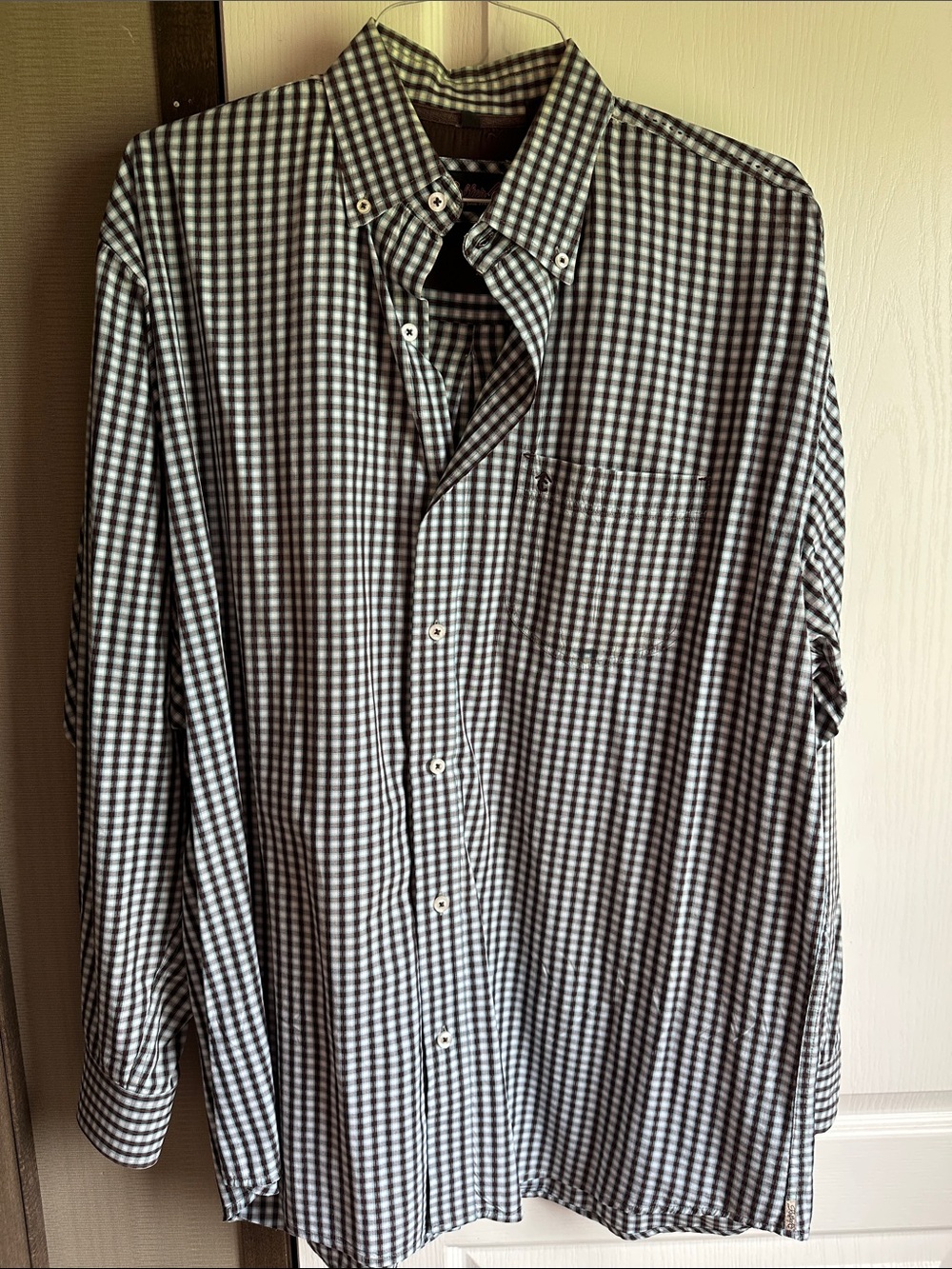 XL Rafter C Men's Button-Down Gingham Shirt - Blue, Brown & White
